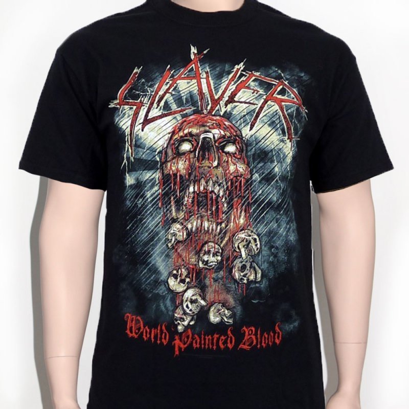 T-Shirt # Xxl Black Unisex # World Painted Blood Skull : Slayer